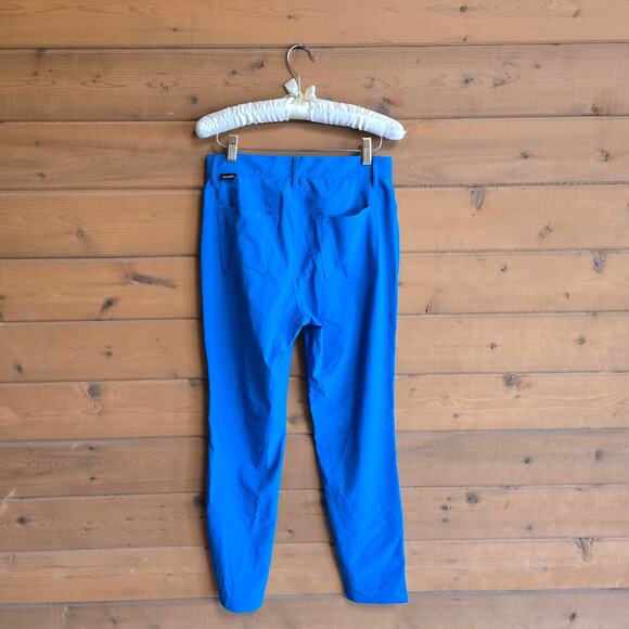 Oiselle Roga Performance Jean Pacific Blue Geometric Golf Pant S Pocket Skinny - Picture 2 of 8